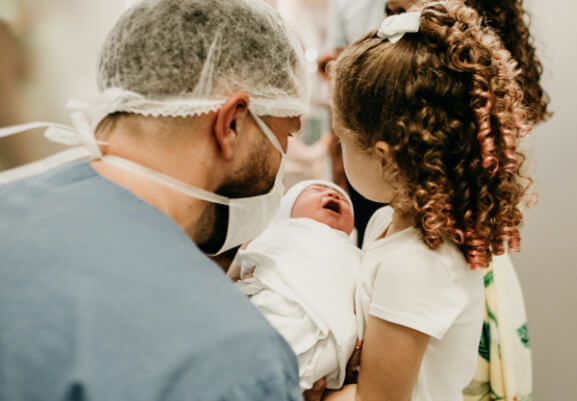 Critical care, Father at the birth of his child